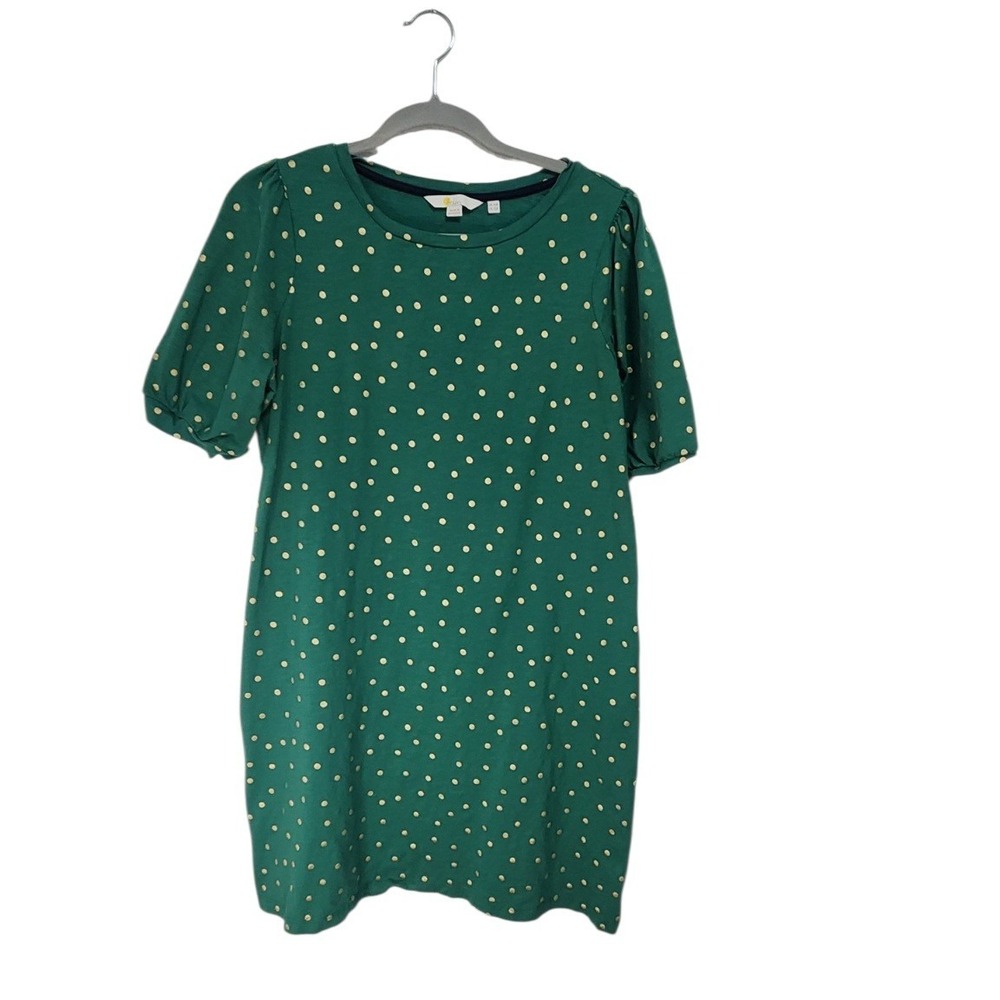 Boden Polka Dot T-Shirt Dress Womens 12‎ Green Excellent